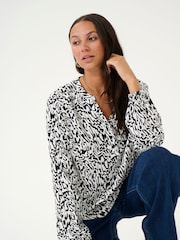 Kaffe KAmathilde Notch Neck Long Sleeve Blouse - Image 4 of 6