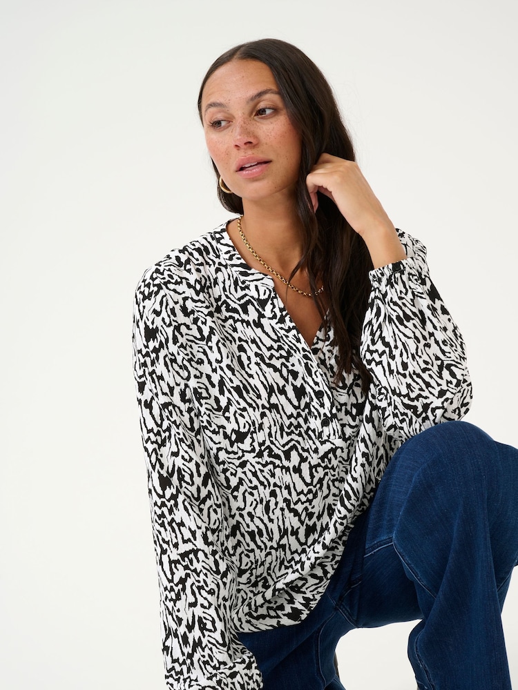 Kaffe KAmathilde Notch Neck Long Sleeve Blouse - Image 4 of 6