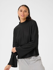 Kaffe KAdebra Long Sleeve Striped Black T-Shirt - Image 1 of 5