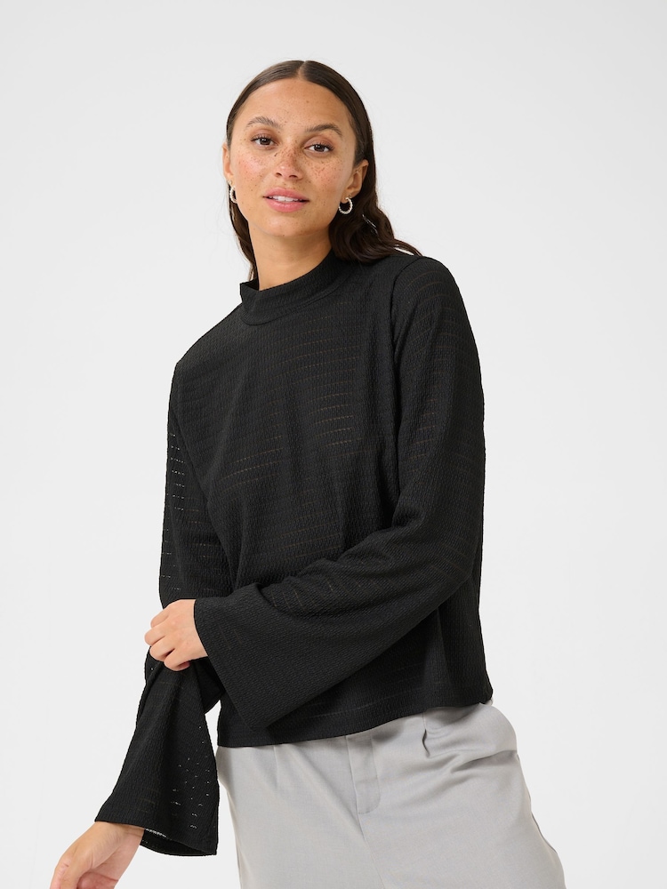 Kaffe KAdebra Long Sleeve Striped Black T-Shirt - Image 1 of 5
