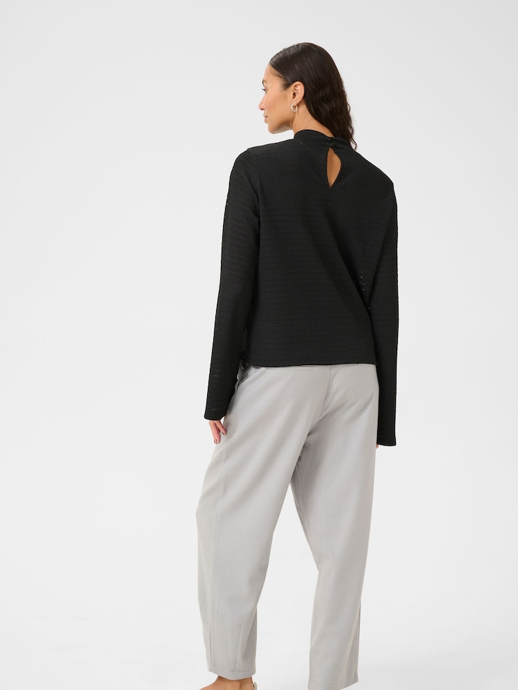 Kaffe KAdebra Long Sleeve Striped Black T-Shirt - Image 3 of 5