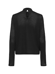 Kaffe KAdebra Long Sleeve Striped Black T-Shirt - Image 4 of 5