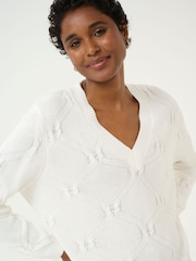 Kaffe Regular Fit KAcharlie V-Neck Pullover White Jumper - Image 4 of 6