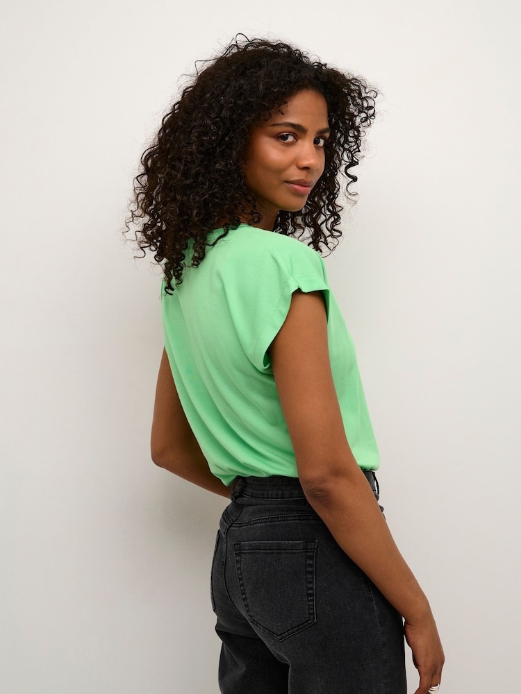Kaffe Green KAlise V-Neck Short Sleeve T-Shirt - Image 2 of 6
