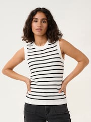 Kaffe KAlilybeth Knitted Striped Black Tank Top - Image 1 of 6