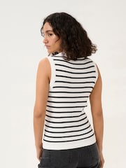 Kaffe KAlilybeth Knitted Striped Black Tank Top - Image 2 of 6
