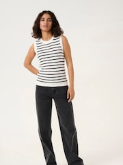 Kaffe KAlilybeth Knitted Striped Black Tank Top - Image 3 of 6