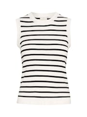 Kaffe KAlilybeth Knitted Striped Black Tank Top - Image 5 of 6