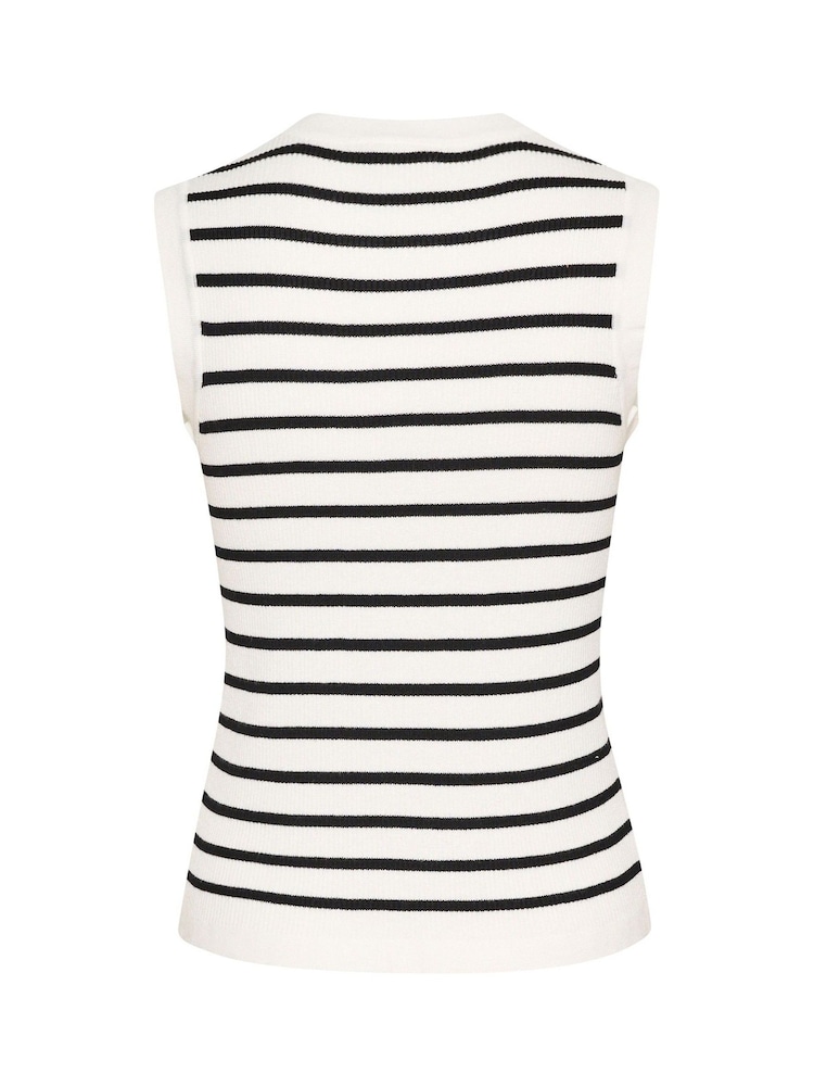 Kaffe KAlilybeth Knitted Striped Black Tank Top - Image 6 of 6