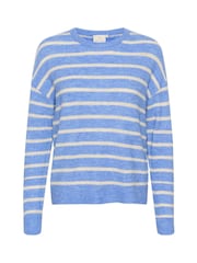 Kaffe Blue KAlida Round Neck Striped Pullover Jumper - Image 5 of 6