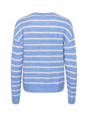 Kaffe Blue KAlida Round Neck Striped Pullover Jumper - Image 6 of 6