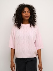 Kaffe KAtella Half Sleeve Hole Knit Pullover Jumper - Image 1 of 6