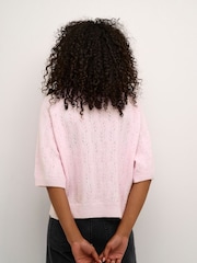Kaffe KAtella Half Sleeve Hole Knit Pullover Jumper - Image 2 of 6