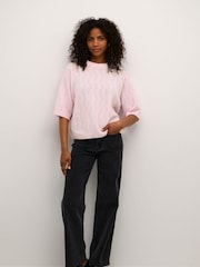 Kaffe KAtella Half Sleeve Hole Knit Pullover Jumper - Image 3 of 6