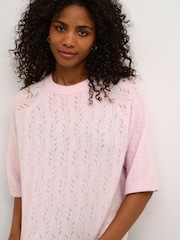Kaffe KAtella Half Sleeve Hole Knit Pullover Jumper - Image 4 of 6