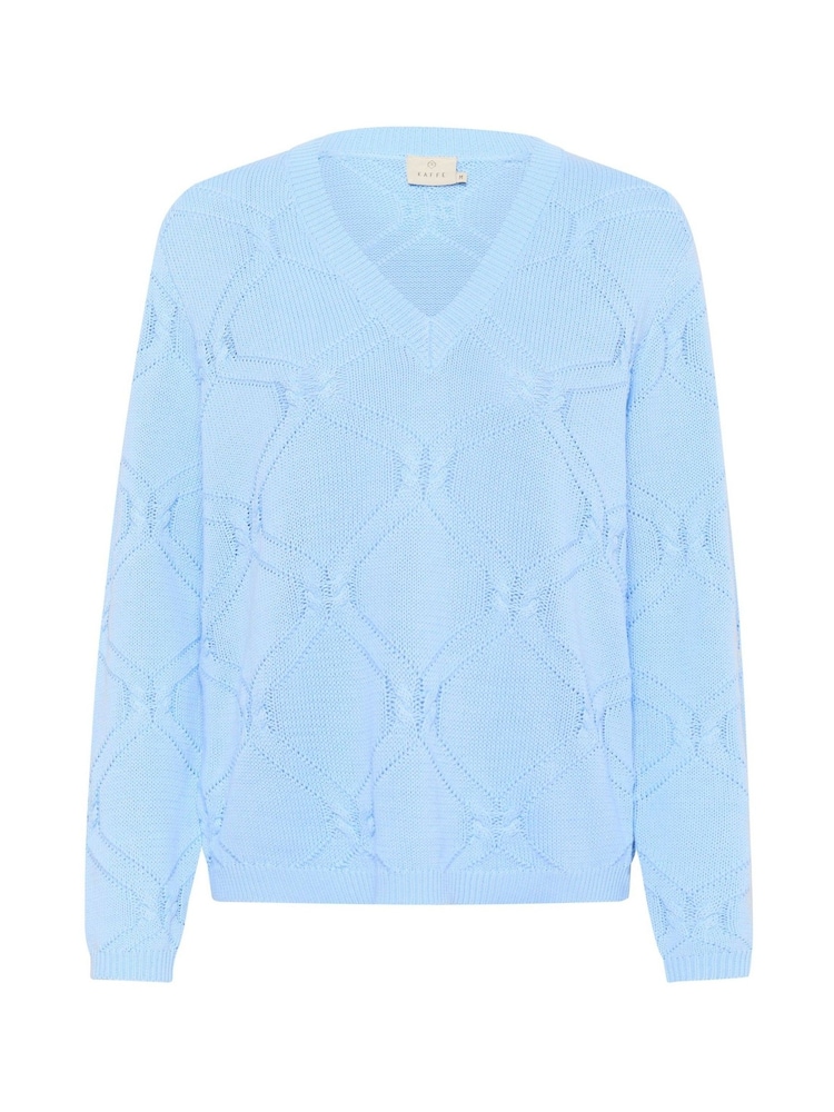 Kaffe Regular Fit Blue KAcharlie V-Neck Pullover Jumper - Image 4 of 4
