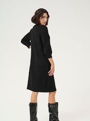 Kaffe KAmeridith 3/4 Sleeve Knitted Black Dress - Image 2 of 5