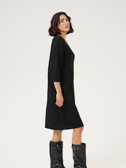Kaffe KAmeridith 3/4 Sleeve Knitted Black Dress - Image 3 of 5