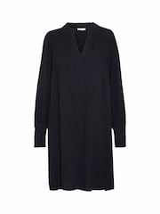 Kaffe Loose Fit KAmathilde V-Notch Neck Black Dress - Image 4 of 5