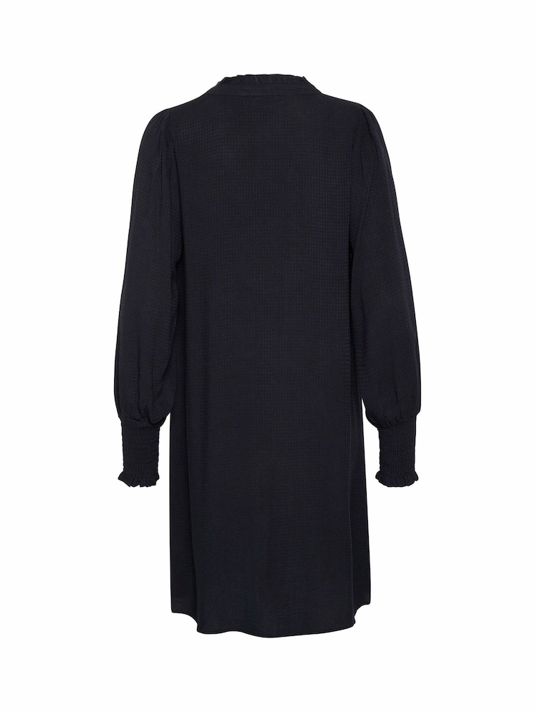 Kaffe Loose Fit KAmathilde V-Notch Neck Black Dress - Image 5 of 5