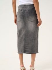 Kaffe Grey KAsinem Denim High Waist Midi Skirt - Image 2 of 6