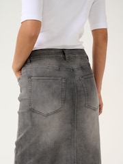 Kaffe Grey KAsinem Denim High Waist Midi Skirt - Image 4 of 6