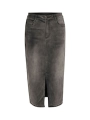 Kaffe Grey KAsinem Denim High Waist Midi Skirt - Image 5 of 6