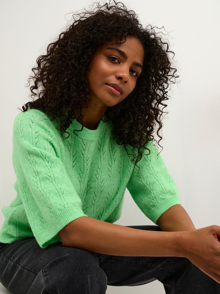 Kaffe KAtella Half Sleeve Hole Knit Pullover Jumper - Image 4 of 6