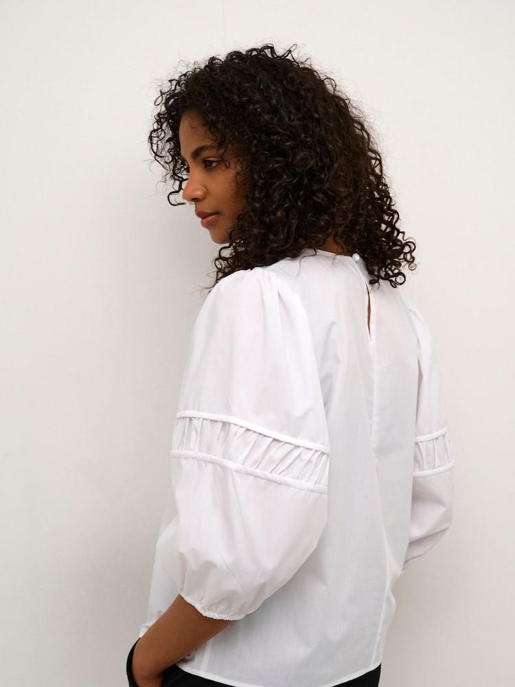 Kaffe Casual Fit KAemma 3/4 Sleeve White Blouse - Image 2 of 6
