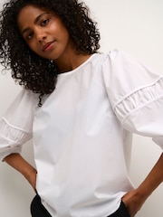 Kaffe Casual Fit KAemma 3/4 Sleeve White Blouse - Image 3 of 6