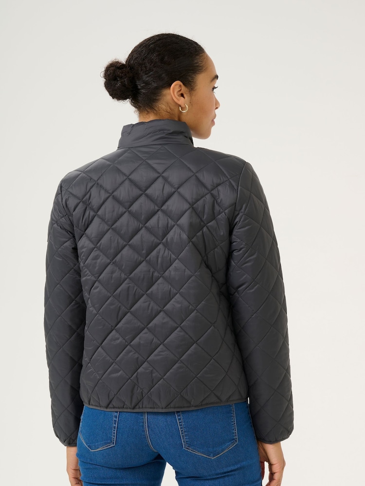 Kaffe Grey KAloreen Quilted Hip Length Jacket - Image 2 of 6
