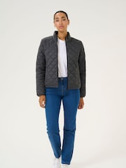Kaffe Grey KAloreen Quilted Hip Length Jacket - Image 4 of 6