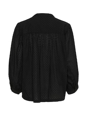 Kaffe KAroca 3/4 Sleeve Round Neck 100% Cotton Black Blouses - Image 6 of 6