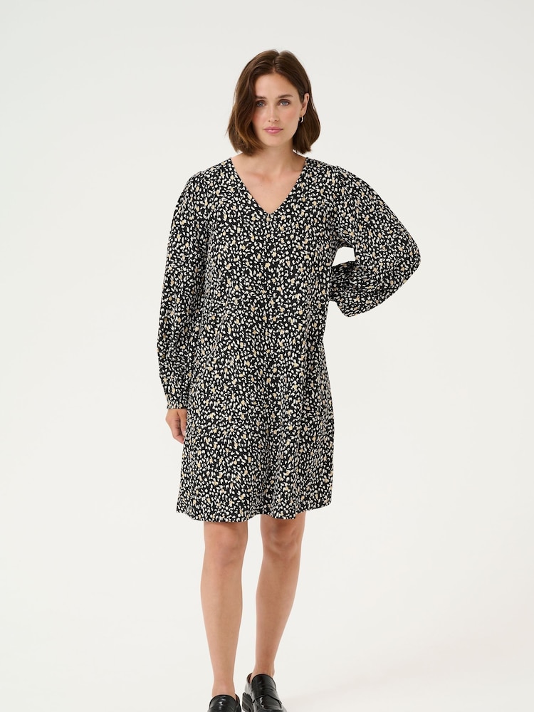 Kaffe KAmalene V-Neck Above The Knee Black Dress - Image 1 of 6