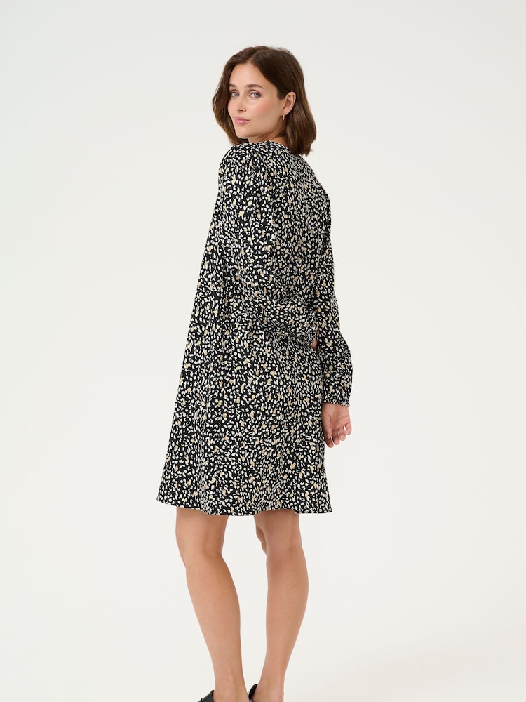 Kaffe KAmalene V-Neck Above The Knee Black Dress - Image 2 of 6