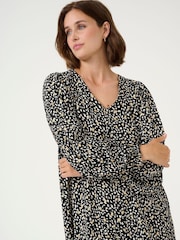 Kaffe KAmalene V-Neck Above The Knee Black Dress - Image 4 of 6