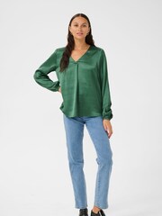 Kaffe KAlana Satin Long Sleeves V-Neck Blouse - Image 1 of 4