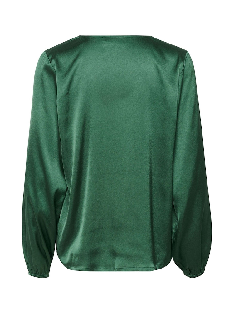 Kaffe KAlana Satin Long Sleeves V-Neck Blouse - Image 4 of 4