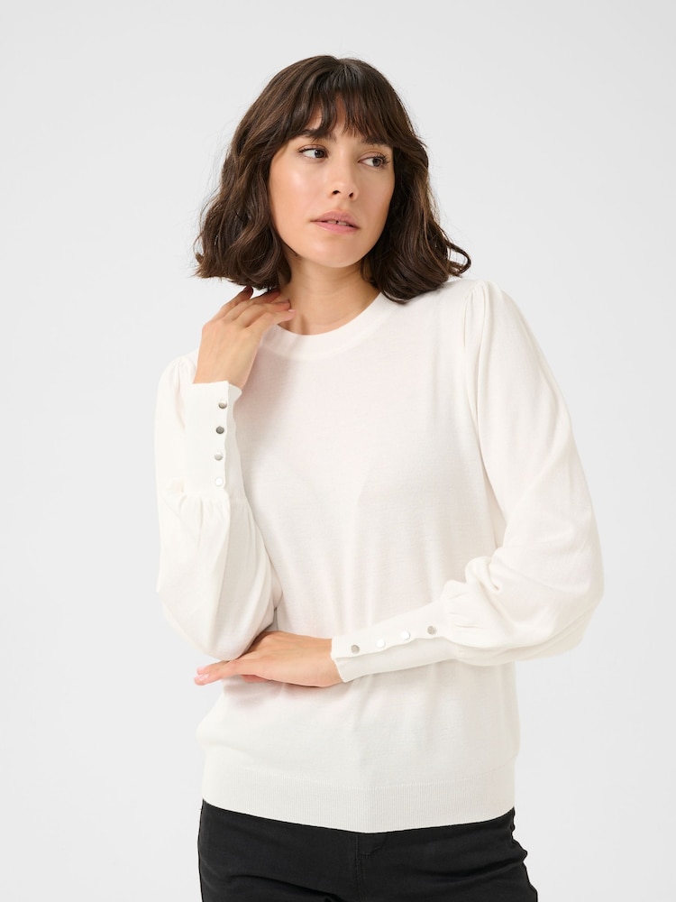 Kaffe Lizza Crew Neck Button Cuff Pullover Blouses - Image 1 of 5
