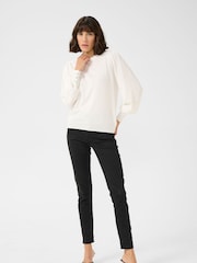 Kaffe Lizza Crew Neck Button Cuff Pullover Blouses - Image 2 of 5