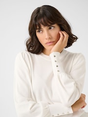 Kaffe Lizza Crew Neck Button Cuff Pullover Blouses - Image 3 of 5