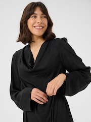 Kaffe KAariel Cowl Neck Long Sleeve Black Dress - Image 3 of 5