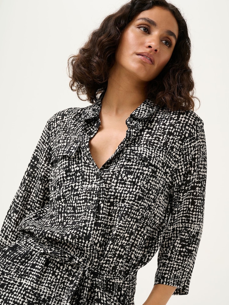 Kaffe KApollie 3/4 Sleeve Button Black Jumpsuit - Image 2 of 4