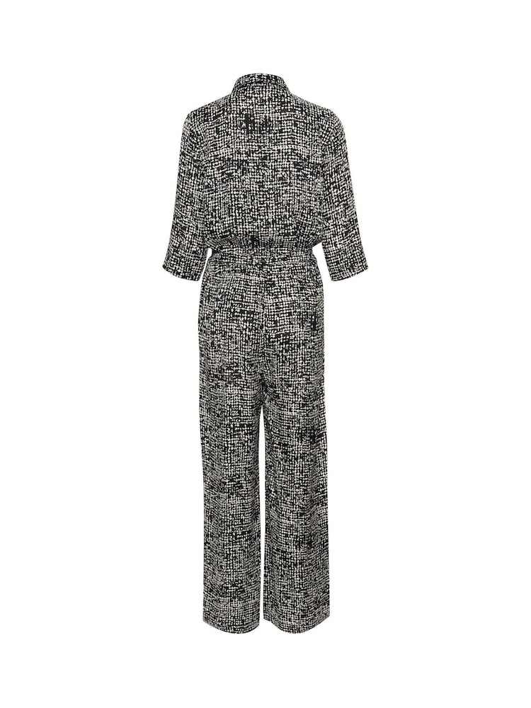 Kaffe KApollie 3/4 Sleeve Button Black Jumpsuit - Image 4 of 4
