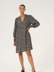 Kaffe Loose Fit KAmathilde V-Notch Neck Black Dress - Image 1 of 5