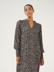 Kaffe Loose Fit KAmathilde V-Notch Neck Black Dress - Image 2 of 5