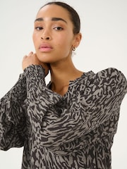 Kaffe Loose Fit KAmathilde V-Notch Neck Black Dress - Image 3 of 5