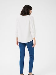 Kaffe KAlila V-Notch Neck Long Sleeve White Blouse - Image 2 of 6