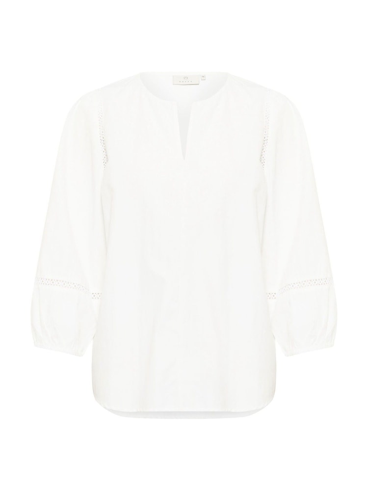 Kaffe KAlila V-Notch Neck Long Sleeve White Blouse - Image 5 of 6