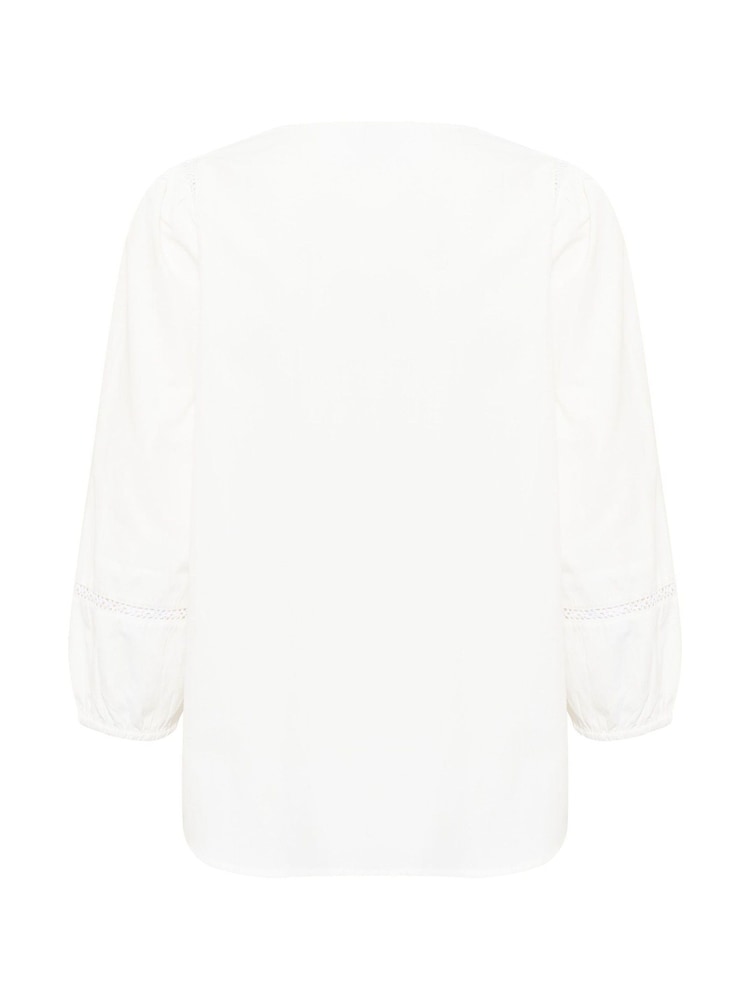 Kaffe KAlila V-Notch Neck Long Sleeve White Blouse - Image 6 of 6